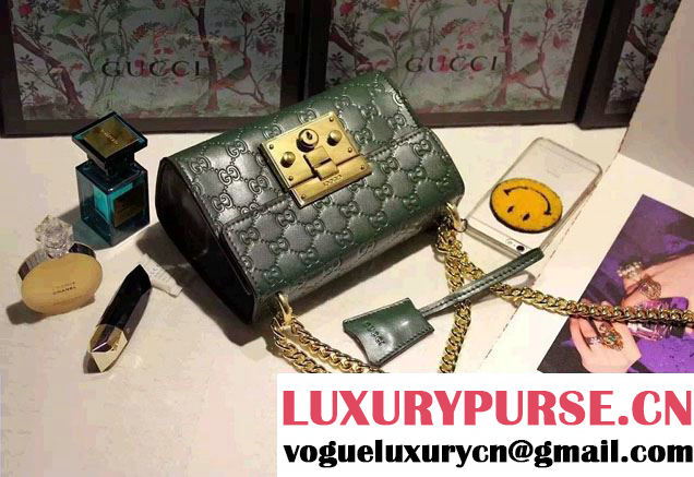 Gucci Padlock Gucci Signature Leather Shoulder Small Bag 409487 Green 2016