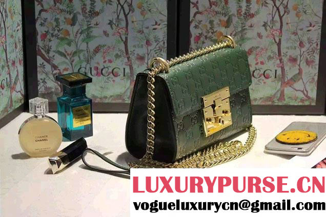 Gucci Padlock Gucci Signature Leather Shoulder Small Bag 409487 Green 2016
