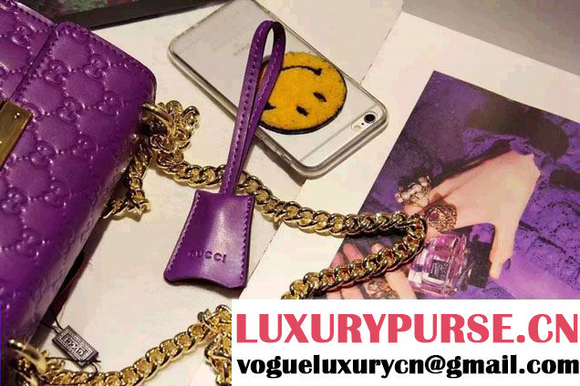 Gucci Padlock Gucci Signature Leather Shoulder Small Bag 409487 Purple 2016