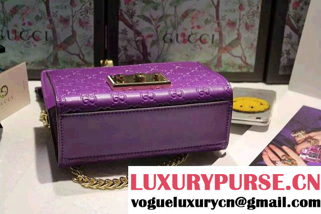 Gucci Padlock Gucci Signature Leather Shoulder Small Bag 409487 Purple 2016