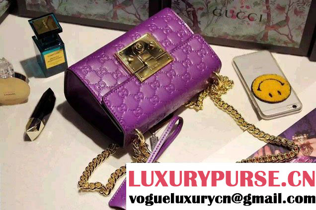Gucci Padlock Gucci Signature Leather Shoulder Small Bag 409487 Purple 2016