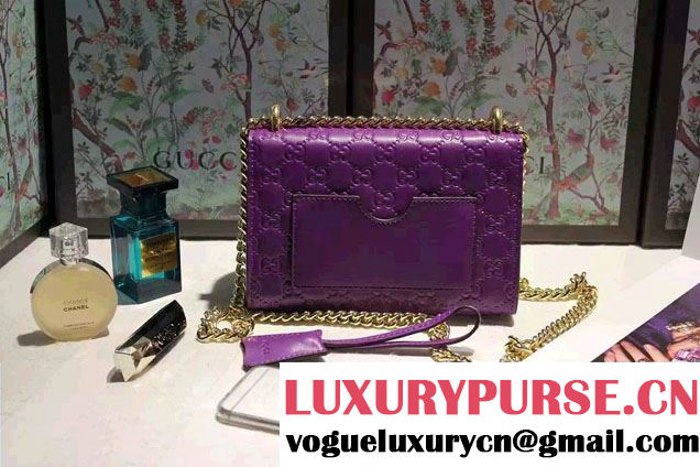 Gucci Padlock Gucci Signature Leather Shoulder Small Bag 409487 Purple 2016