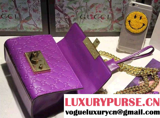 Gucci Padlock Gucci Signature Leather Shoulder Small Bag 409487 Purple 2016