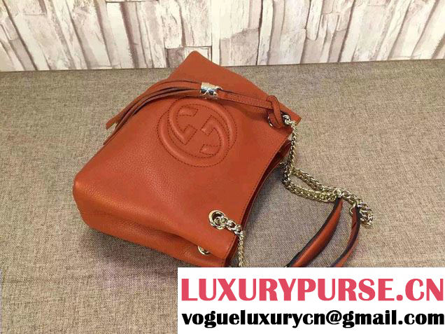 Gucci Soho Leather Shoulder Mini Bag 387043 Orange 2016
