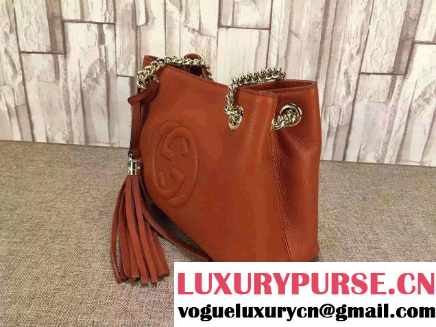 Gucci Soho Leather Shoulder Mini Bag 387043 Orange 2016