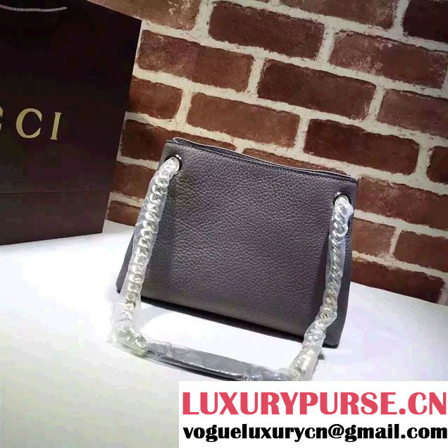 Gucci Soho Leather Shoulder Mini Bag 387043 Gray 2016