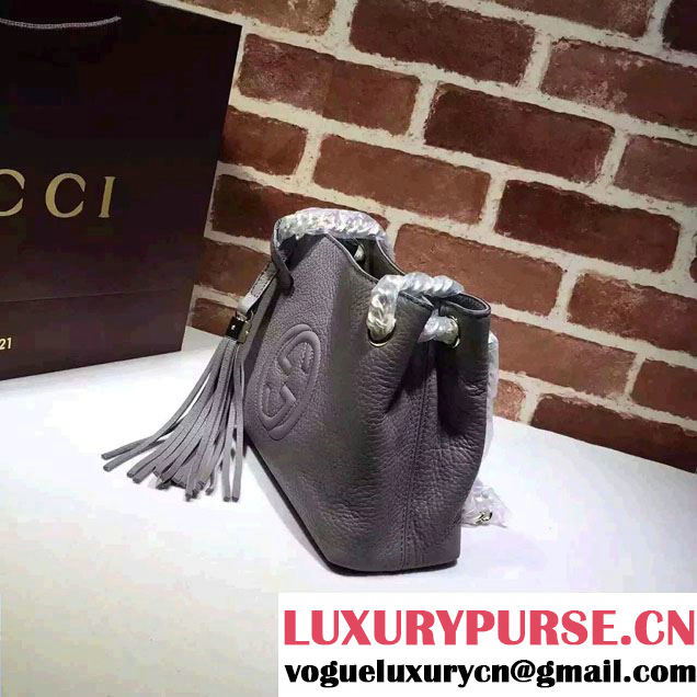Gucci Soho Leather Shoulder Mini Bag 387043 Gray 2016
