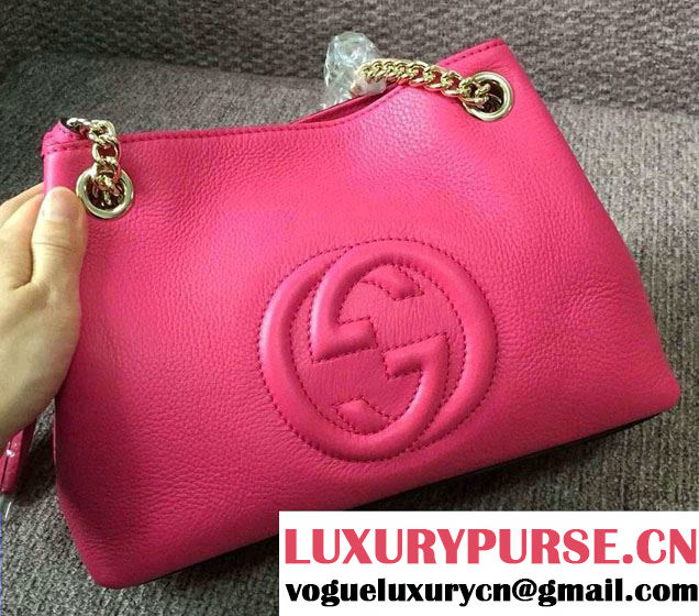 Gucci Soho Leather Shoulder Mini Bag 387043 Fushia 2016