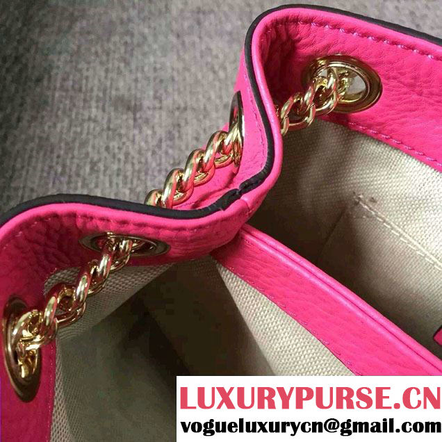 Gucci Soho Leather Shoulder Mini Bag 387043 Fushia 2016