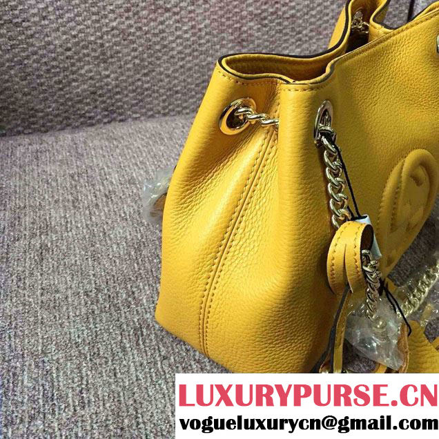 Gucci Soho Leather Shoulder Mini Bag 387043 Yellow 2016