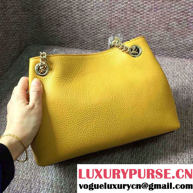 Gucci Soho Leather Shoulder Mini Bag 387043 Yellow 2016