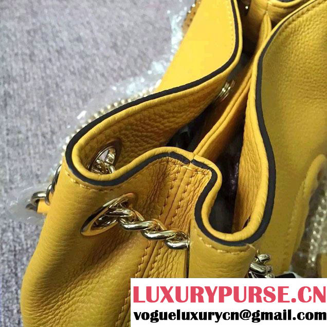 Gucci Soho Leather Shoulder Mini Bag 387043 Yellow 2016