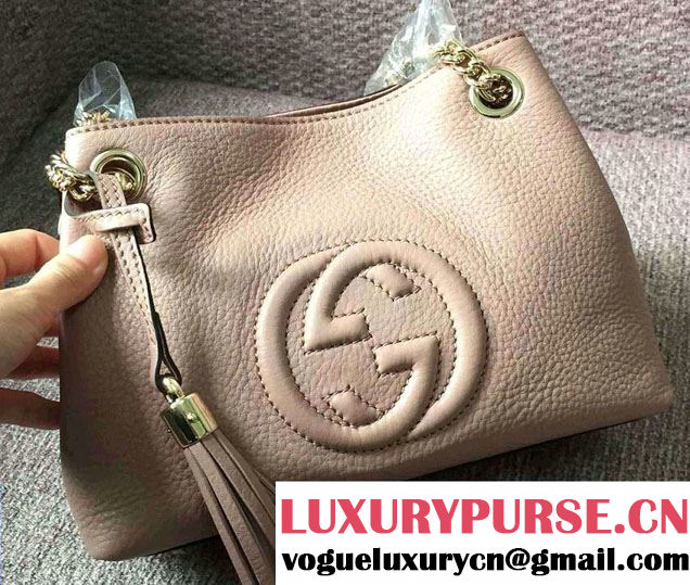 Gucci Soho Leather Shoulder Mini Bag 387043 Nude Pink 2016