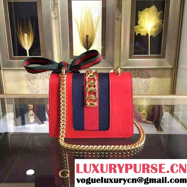 Gucci Sylvie Chain Leather Mini Shoulder Bag 431666 Red 2016