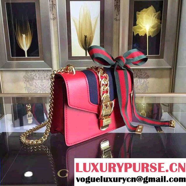 Gucci Sylvie Chain Leather Mini Shoulder Bag 431666 Red 2016