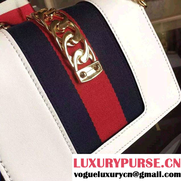 Gucci Sylvie Chain Leather Mini Shoulder Bag 431666 Off-white 2016