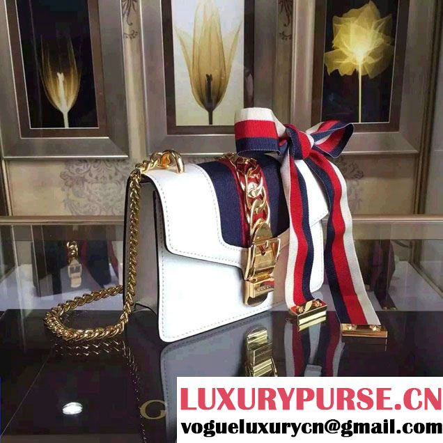 Gucci Sylvie Chain Leather Mini Shoulder Bag 431666 Off-white 2016