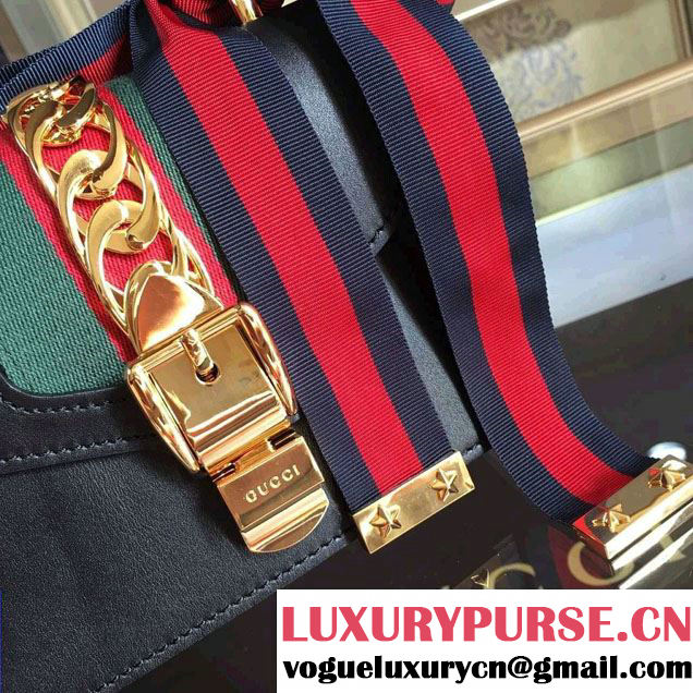 Gucci Sylvie Chain Leather Mini Shoulder Bag 431666 Black 2016