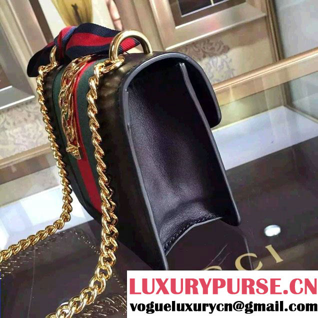 Gucci Sylvie Chain Leather Mini Shoulder Bag 431666 Black 2016