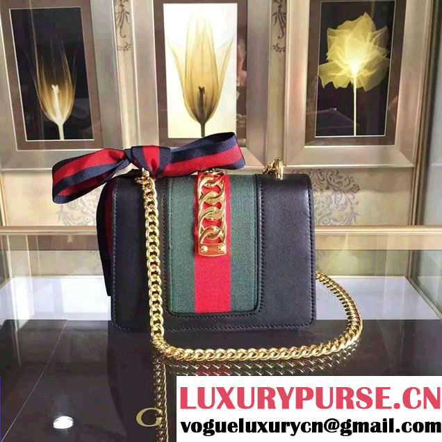 Gucci Sylvie Chain Leather Mini Shoulder Bag 431666 Black 2016