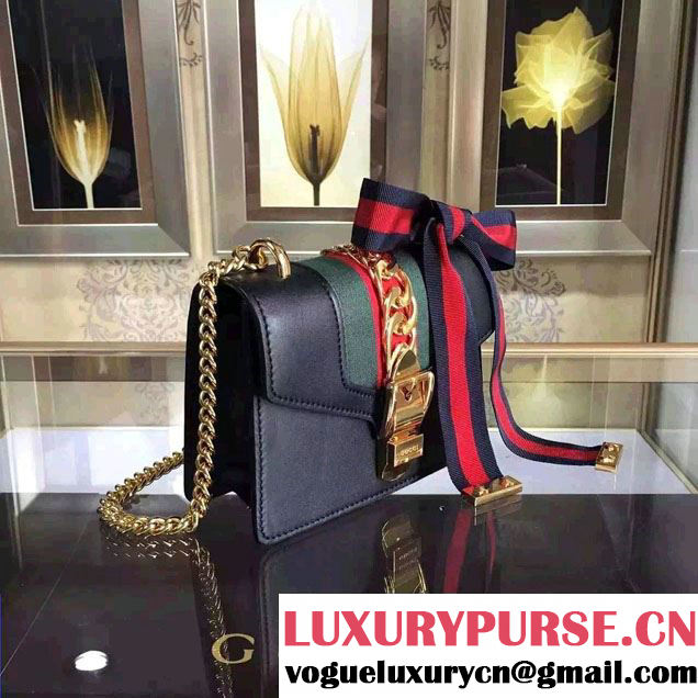 Gucci Sylvie Chain Leather Mini Shoulder Bag 431666 Black 2016