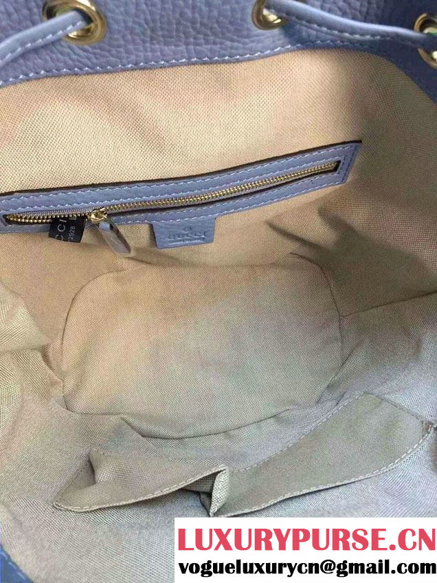 Gucci GG Canvas Leather Small Bucket Bag 381597 Sky Blue 2016