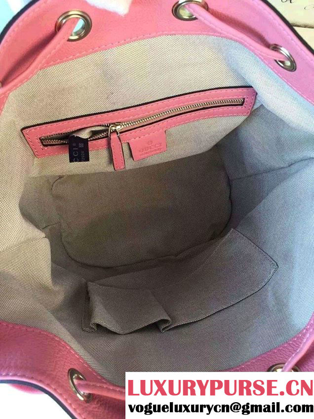 Gucci GG Canvas Leather Small Bucket Bag 381597 Pink 2016