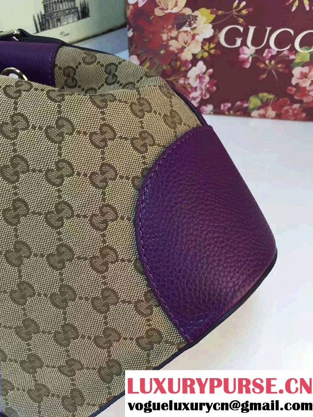 Gucci GG Canvas Leather Small Bucket Bag 381597 Purple 2016