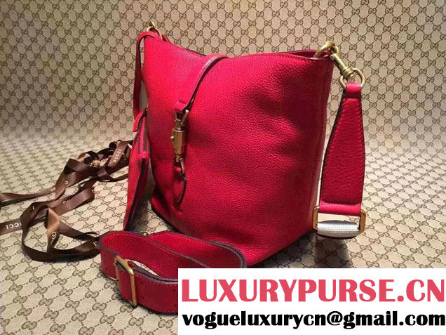 Gucci Jackie Soft Leather Bucket Bag 380579 Red