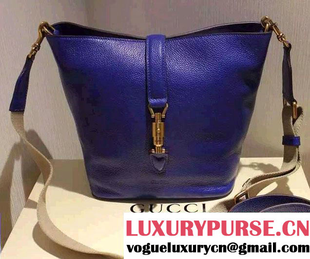 Gucci Jackie Soft Leather Bucket Bag 380579 Blue