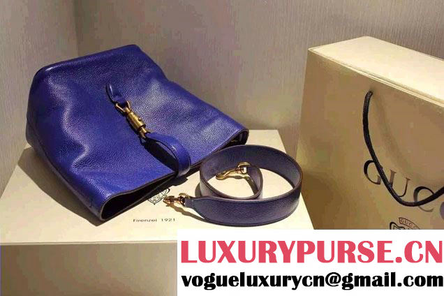 Gucci Jackie Soft Leather Bucket Bag 380579 Blue
