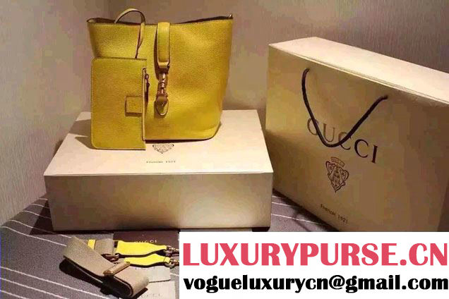 Gucci Jackie Soft Leather Bucket Bag 380579 Yellow