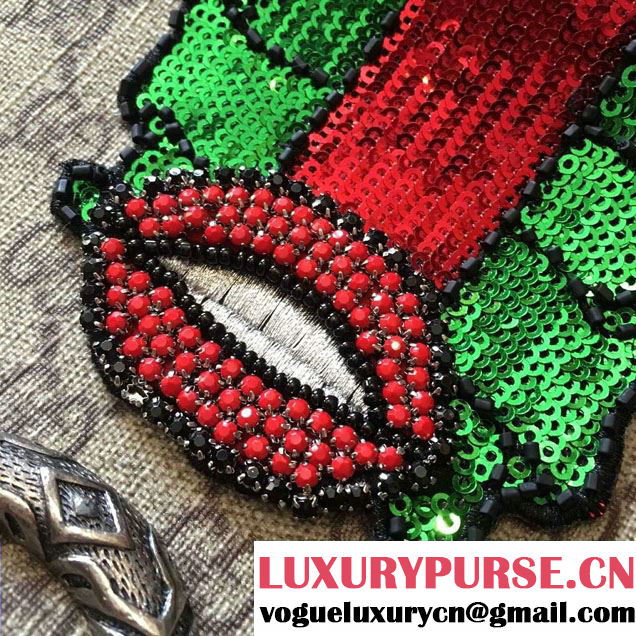 Gucci Sequins Mouth And Lightening Embroidered Dionysus GG Supreme Medium Bag 400235 2016