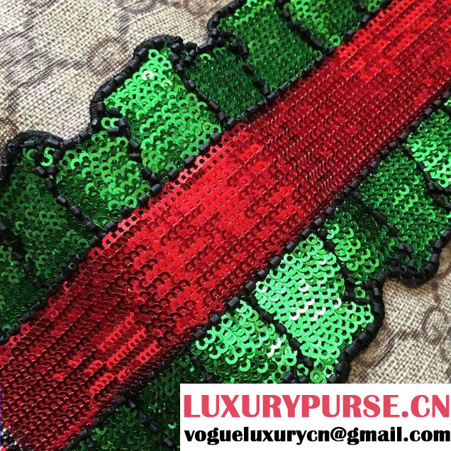 Gucci Sequins Mouth And Lightening Embroidered Dionysus GG Supreme Medium Bag 400235 2016