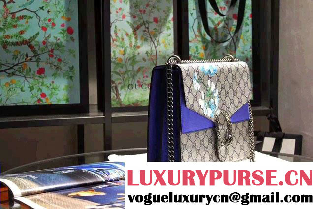 Gucci Dionysus GG Blue Blooms Shoulder Medium Bag 403348 2016