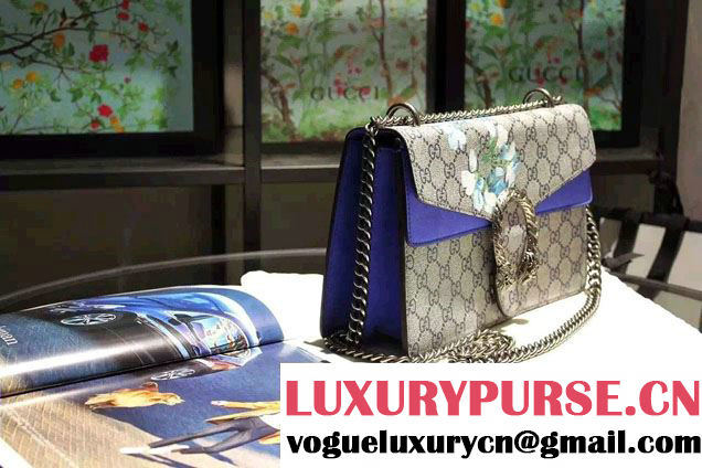 Gucci Dionysus GG Blue Blooms Shoulder Small Bag 400249 2016