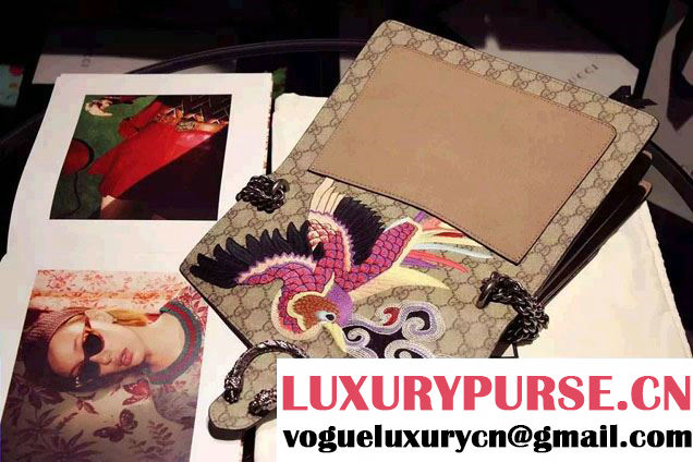 Gucci Dionysus GG Supreme Bird and Flowers Canvas Shoulder Medium Bag 403348 2016