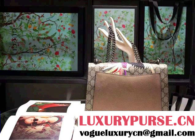 Gucci Dionysus GG Supreme Bird and Flowers Canvas Shoulder Medium Bag 403348 2016