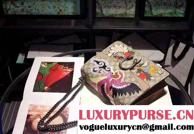 Gucci Dionysus GG Supreme Bird and Flowers Canvas Shoulder Medium Bag 403348 2016