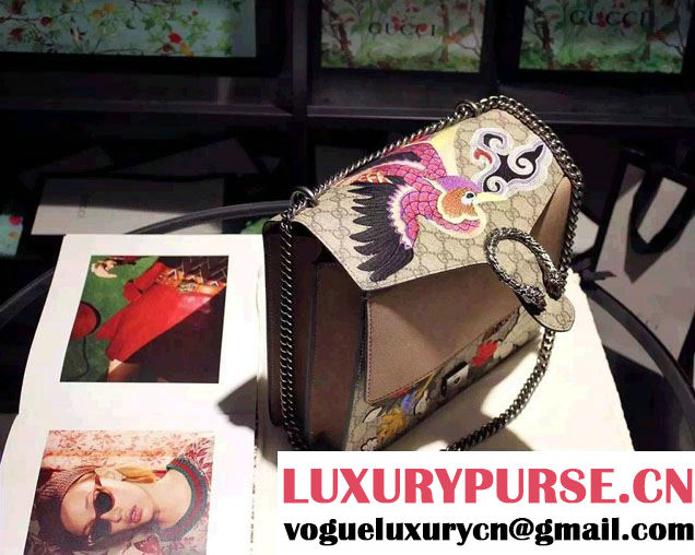 Gucci Dionysus GG Supreme Bird and Flowers Canvas Shoulder Medium Bag 403348 2016