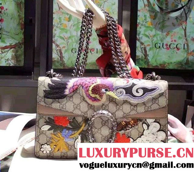 Gucci Dionysus GG Supreme Bird and Flowers Canvas Shoulder Small Bag 400249 2016