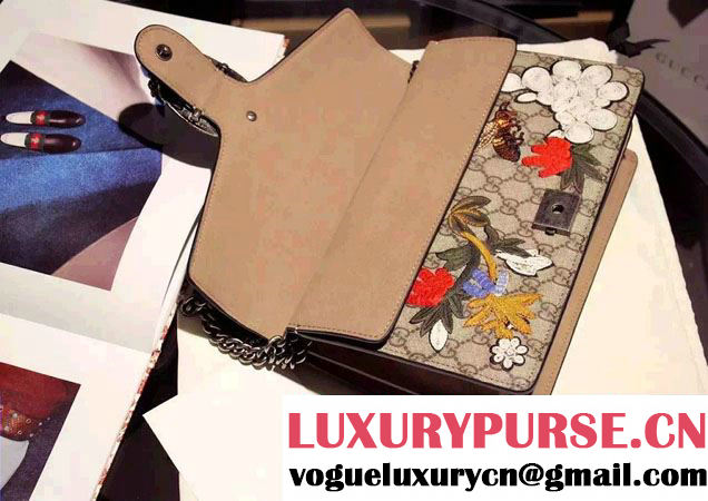 Gucci Dionysus GG Supreme Bird and Flowers Canvas Shoulder Small Bag 400249 2016