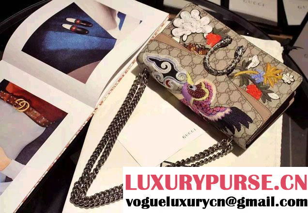 Gucci Dionysus GG Supreme Bird and Flowers Canvas Shoulder Small Bag 400249 2016