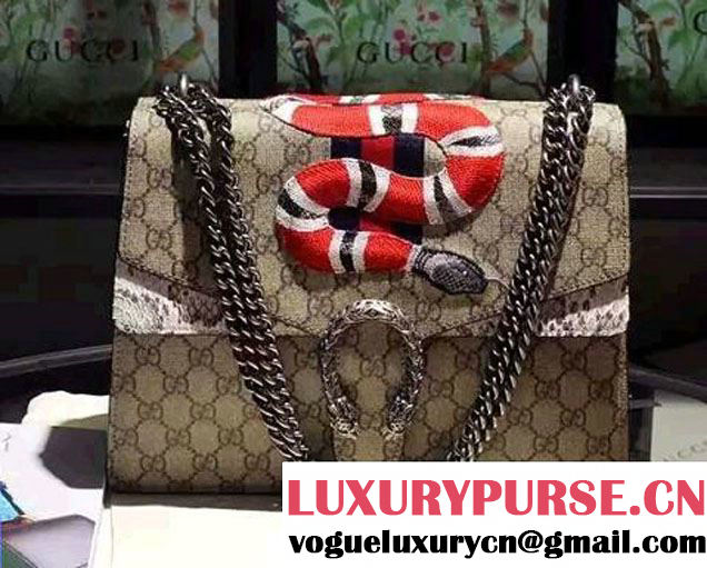 Gucci Dionysus GG Supreme Snake Embroidered Shoulder Medium Bag 400235 2016