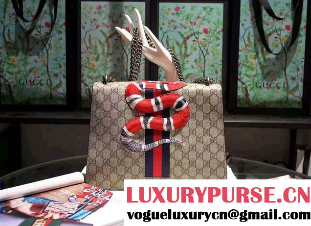 Gucci Dionysus GG Supreme Snake Embroidered Shoulder Medium Bag 400235 2016
