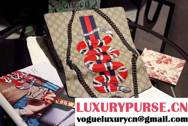 Gucci Dionysus GG Supreme Snake Embroidered Shoulder Medium Bag 400235 2016