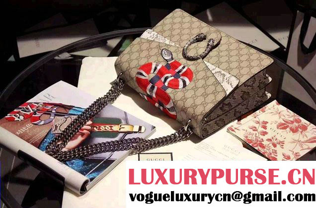 Gucci Dionysus GG Supreme Snake Embroidered Shoulder Medium Bag 400235 2016