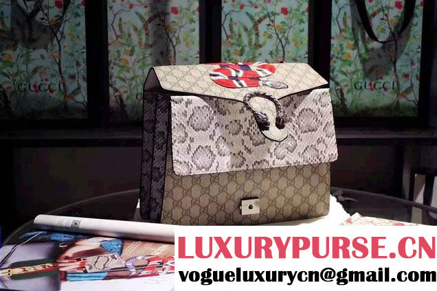 Gucci Dionysus GG Supreme Snake Embroidered Shoulder Medium Bag 400235 2016