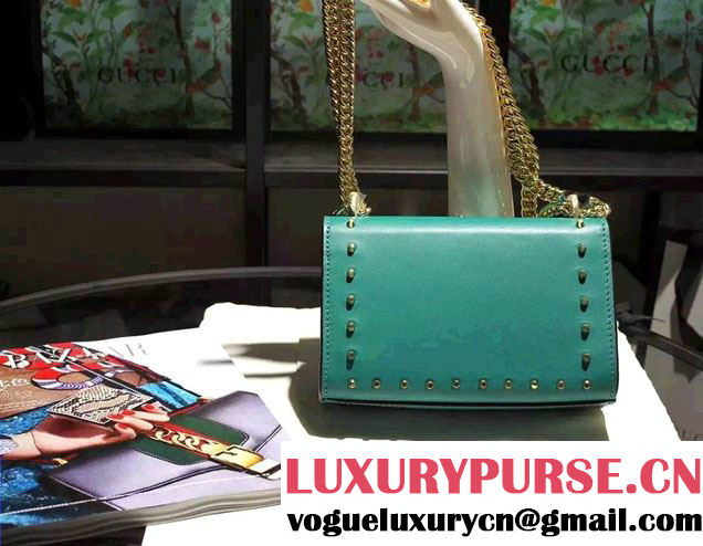 Gucci Padlock GG Pearl Studded Leather Shoulder Small Bag 432182 Green 2016