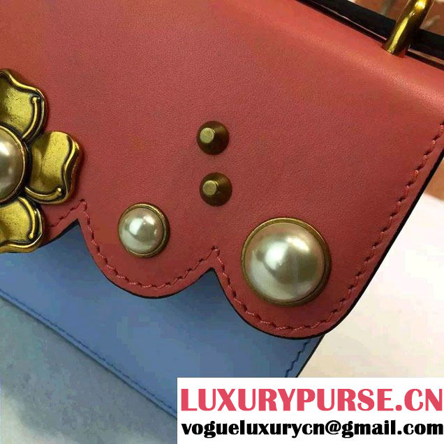 Gucci Pearl Studs Chain Shoulder Bag 432282 Sky Blue/Peach 2016